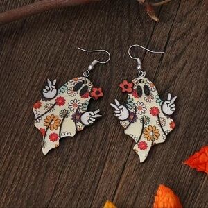 Halloween flower Hippie Ghost Earrings